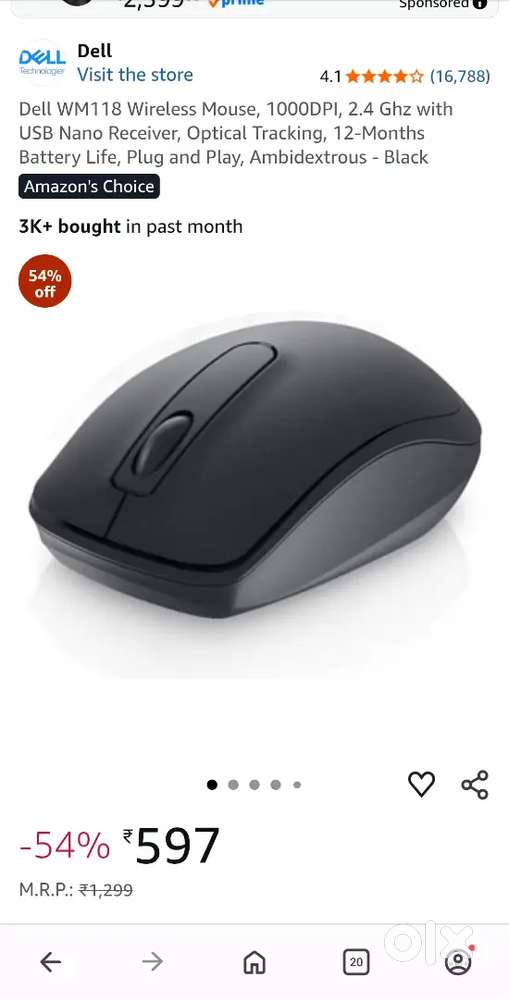 DELL WM118 Wireless Mouse (Brand New)
