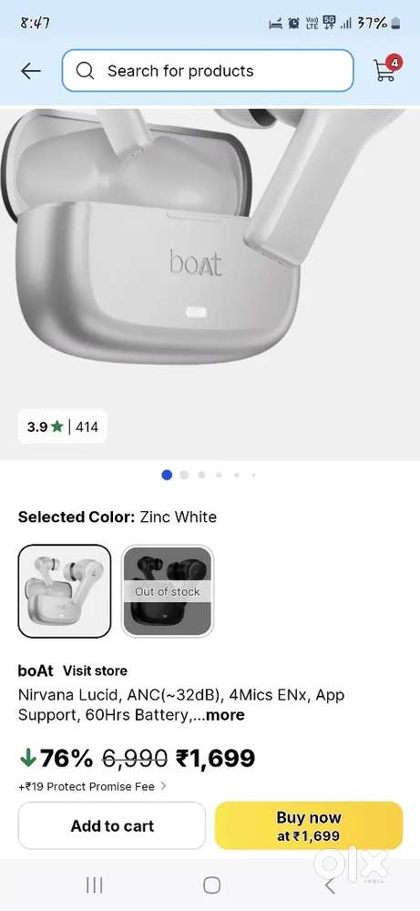 BOAT NIRVANA ( Premium) Lucid with Automatic Noice Cancellation (ANC)