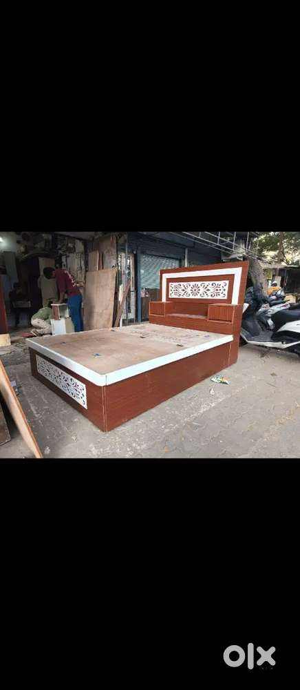 King Size Box Storage Bed With Designer Headboard - 1Yr Used