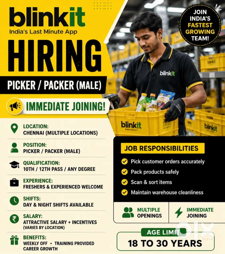 Hiring picker packers Blinkit