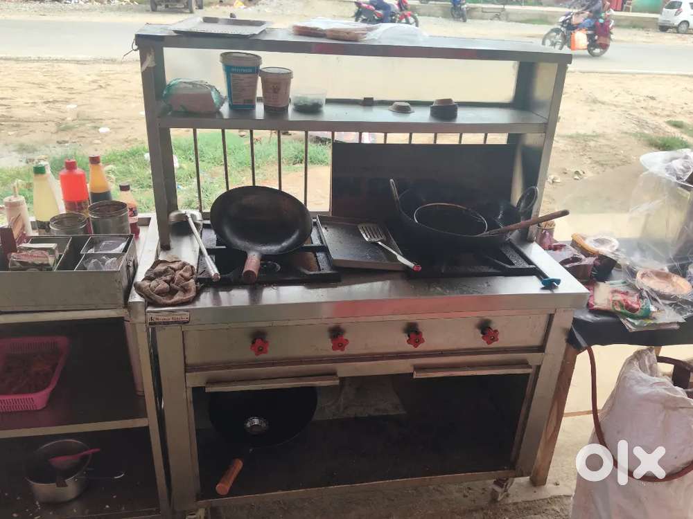 4 feet fastfood counter with two high pressure burner