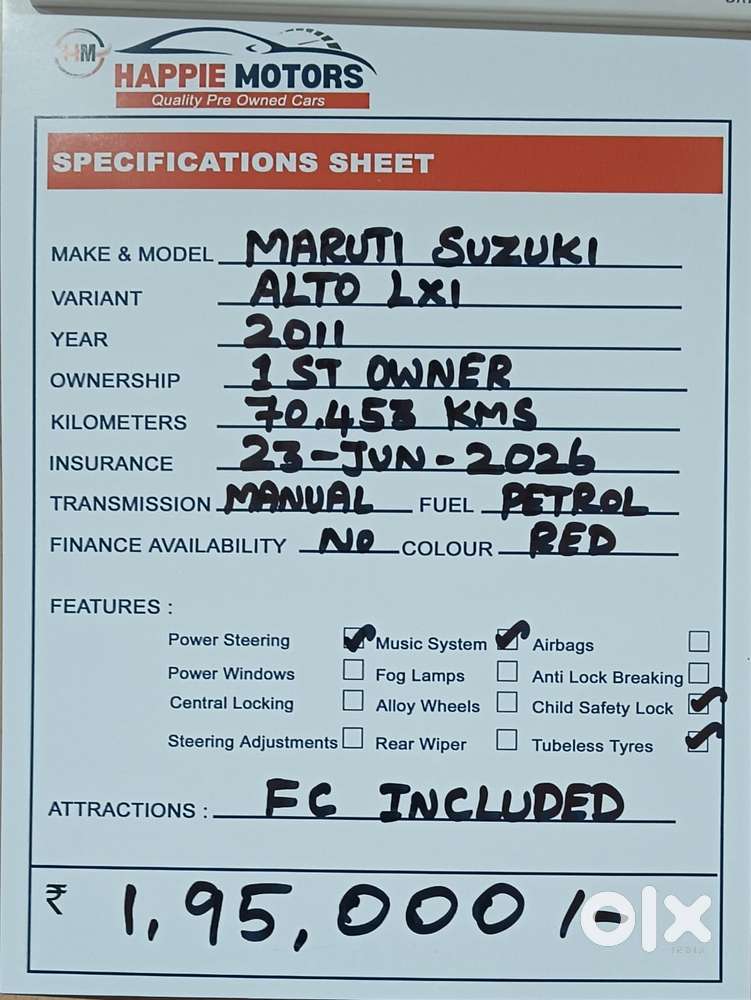 Maruti Suzuki Alto 0.8 Lxi (o), 2011, Petrol