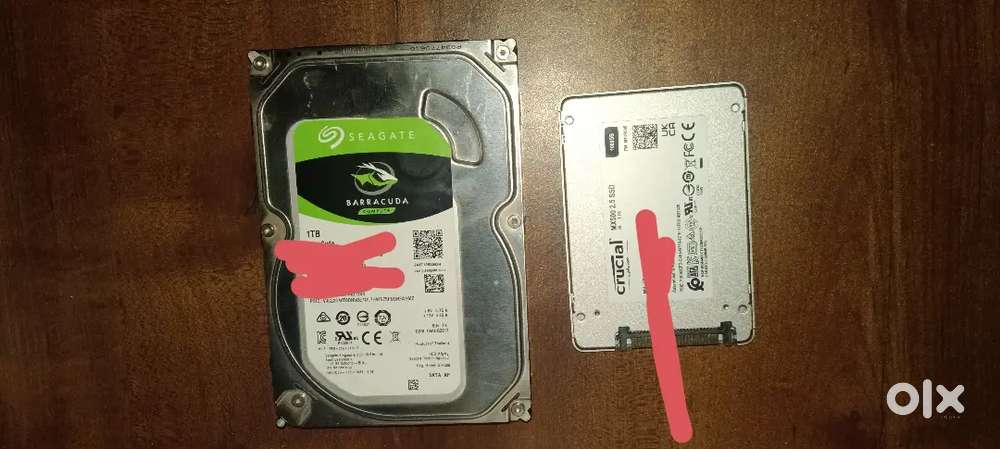 1 TB Crucial SSD and 1 TB Seagate HDD for Sale