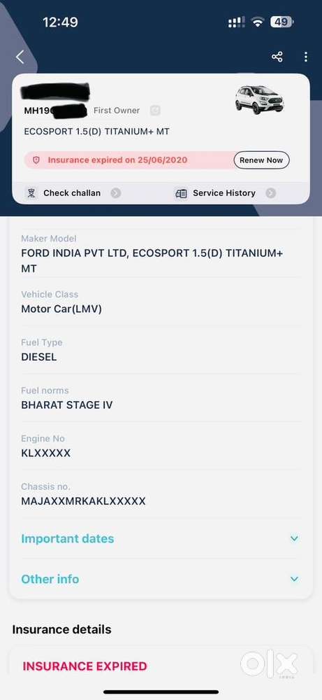 First Owner Car . Non Accidental Car.vip Number:-8989