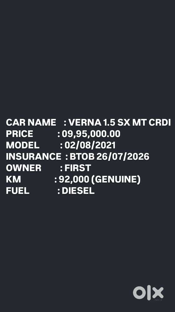 Hyundai Verna 1.5 Sx Diesel Mt, 2021, Diesel