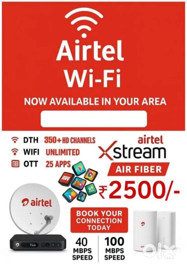 AIRTEL XSTREAM FIBER BROADBAND INTERNET CONNECTION WITH LIVE TV & OTT