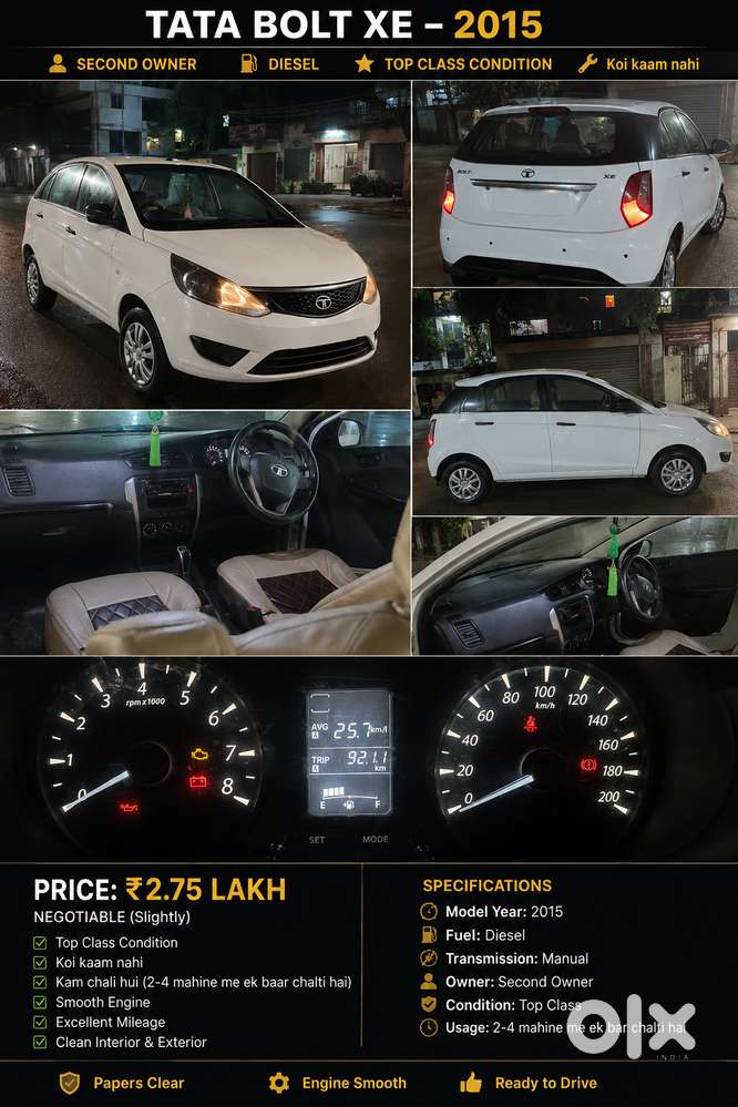 Tata Bolt 2015 Diesel Well Maintained Government Employees Ke Pass Ki
