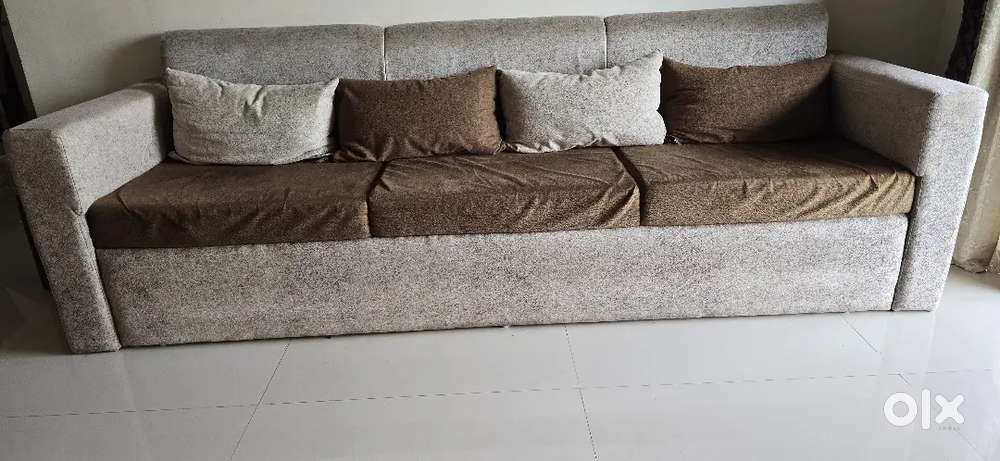 Sofa set with 4 cushions with cover & 2 Puffy with storage