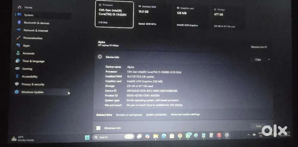 1 month old laptop i5 13420 processor 512 ssd 16 gb ram