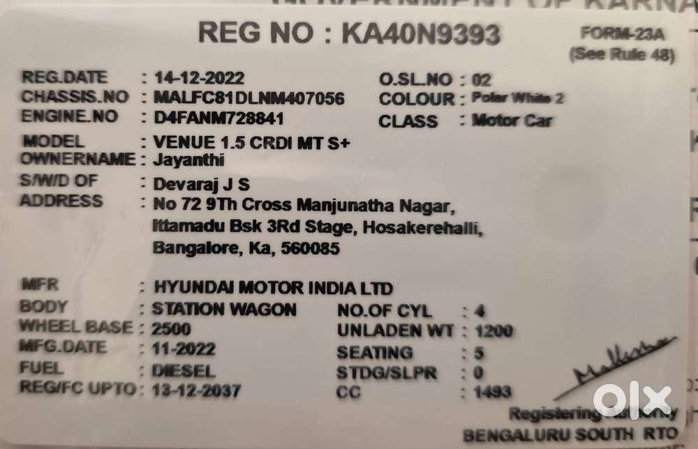 Hyundai Venue 1.2 S Plus, 2022, Diesel