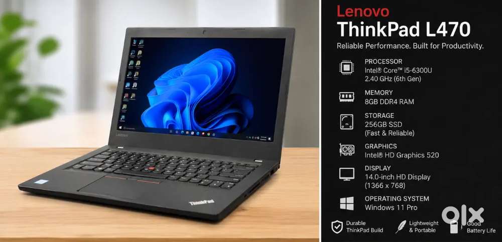 Lenovo ThinkPad L470  Intel Core i5 6th Gen  8GB RAM  256GB SSD