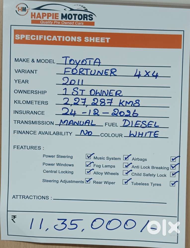 Toyota Fortuner 3.0 4x4 Manual, 2011, Diesel