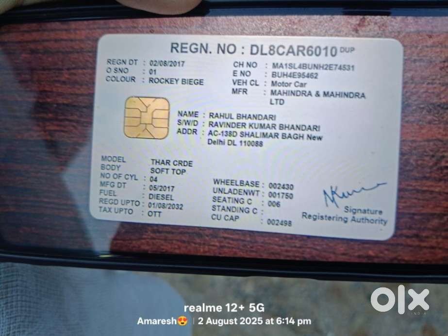 Mahindra Thar Crde Abs, 2017, Diesel