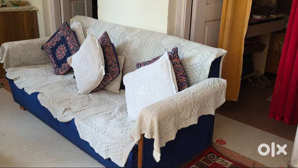 Velvet covered sofa set