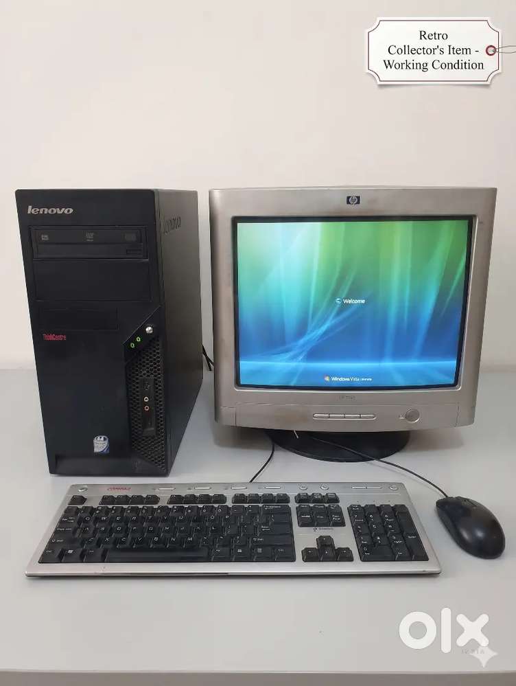 Retro Lenovo ThinkCentre Desktop PC + HP CRT Monitor (Working Conditio