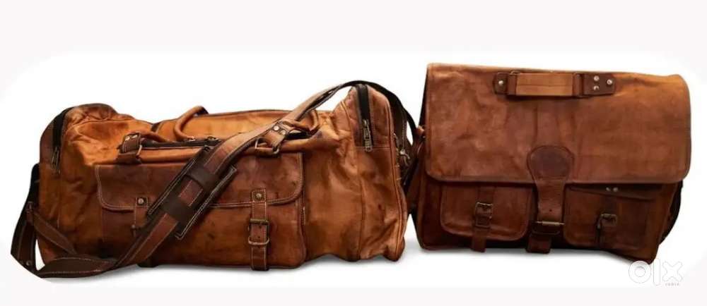 Genuine Vintage Style Pure Leather Messenger Bag & Duffle bag