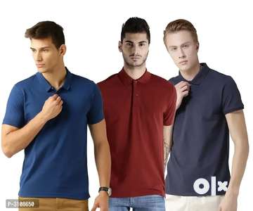 Cash on delivery available Multicoloured Cotton Blend Polos For