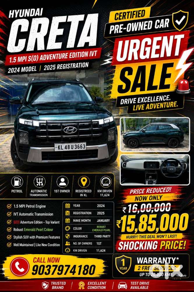 Hyundai Creta 1.5 S Petrol, 2024, Petrol
