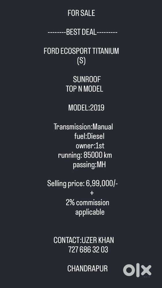 Ford Ecosport 1.5 Titanium Plus Sports, 2019, Diesel