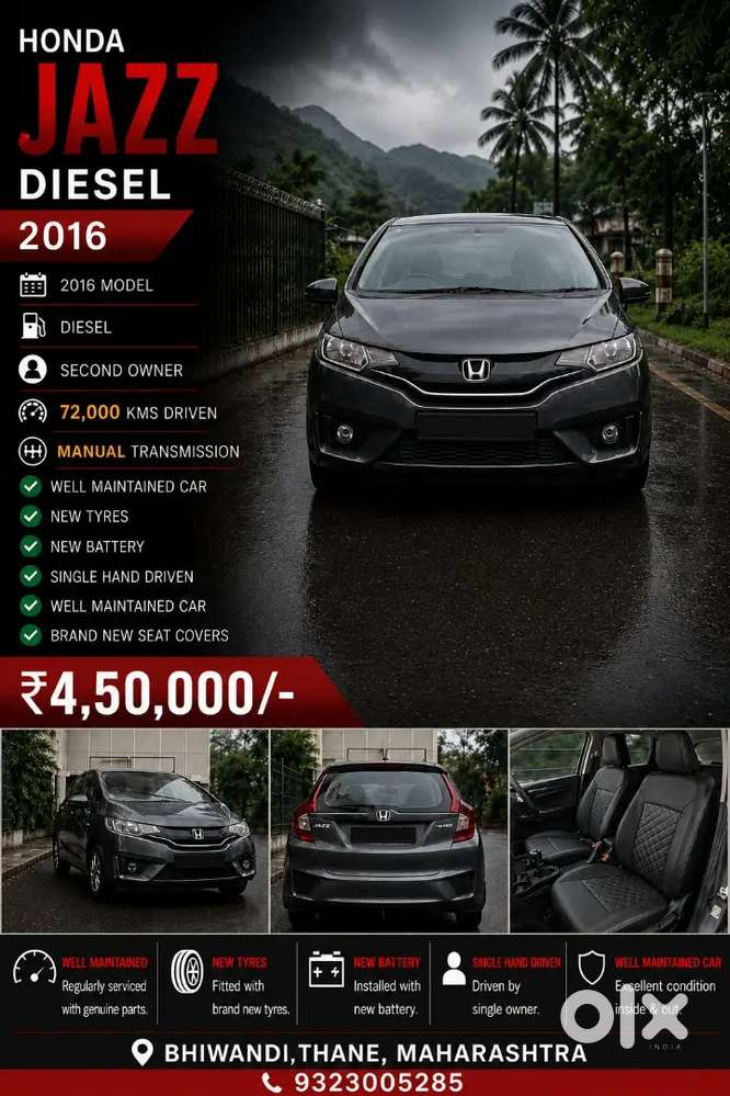Honda Jazz Diesel 2016  72,000 Km  2nd Owner  New Tyres & Battery
D