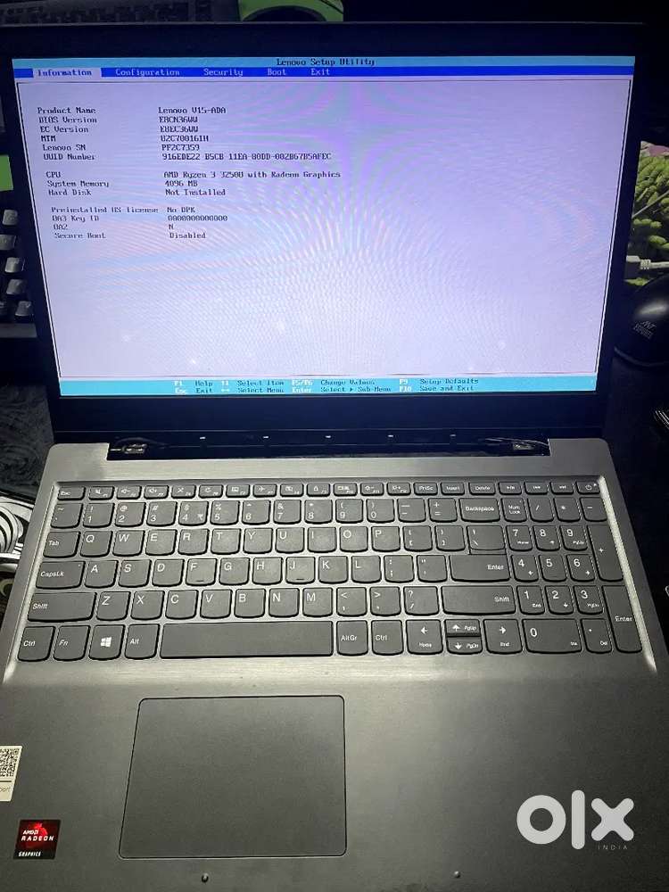 Lenovo v15 ryzen 3 3250u no hard drive