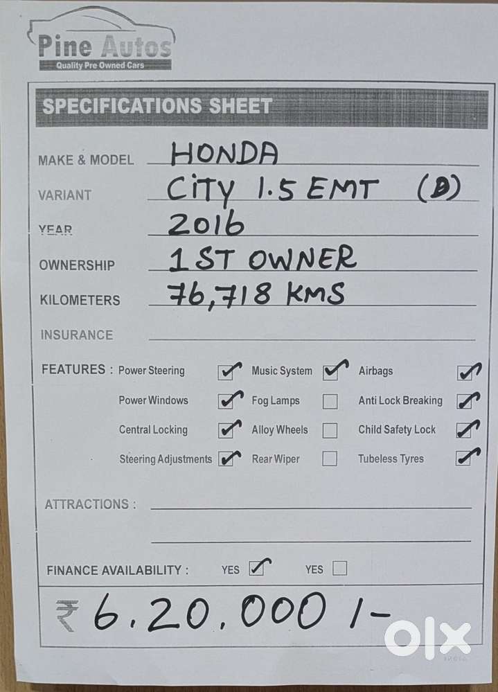 Honda City 2015-2017 I Dtec E, 2016, Diesel