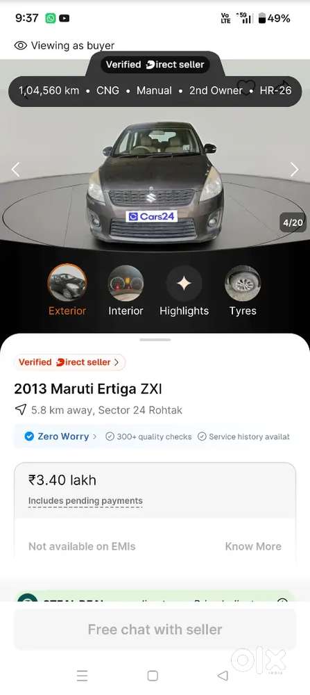 Maruti Suzuki Ertiga 2013 Petrol 106000 Km Driven