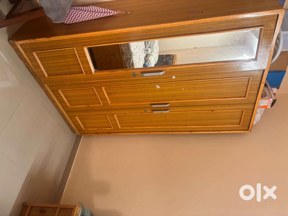 QUEEN BED WITH MATCHING CUPBOARD AND SIDE TABLE