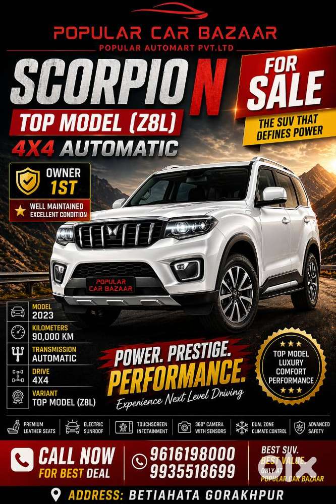 Mahindra Scorpio N Z8 L Diesel At 4wd 7 Str, 2023, Diesel