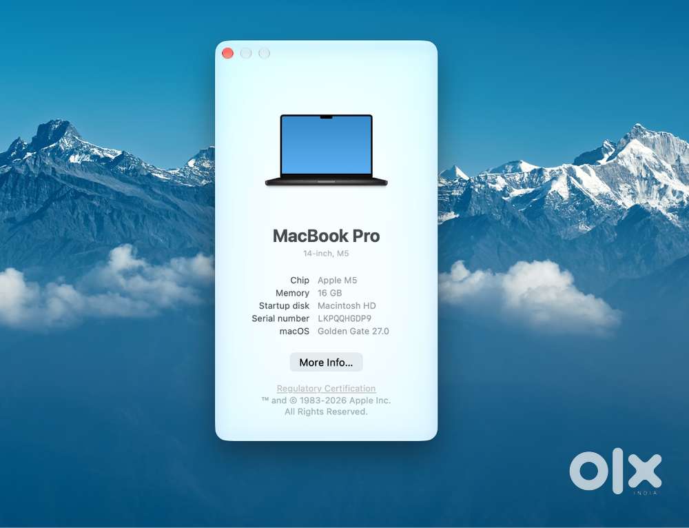 Macbook Pro M5 14inch 16GB RAM 1TB SSD - 100% Health