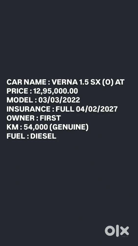 Hyundai Verna 1.5 Sx (o) Diesel At, 2022, Diesel