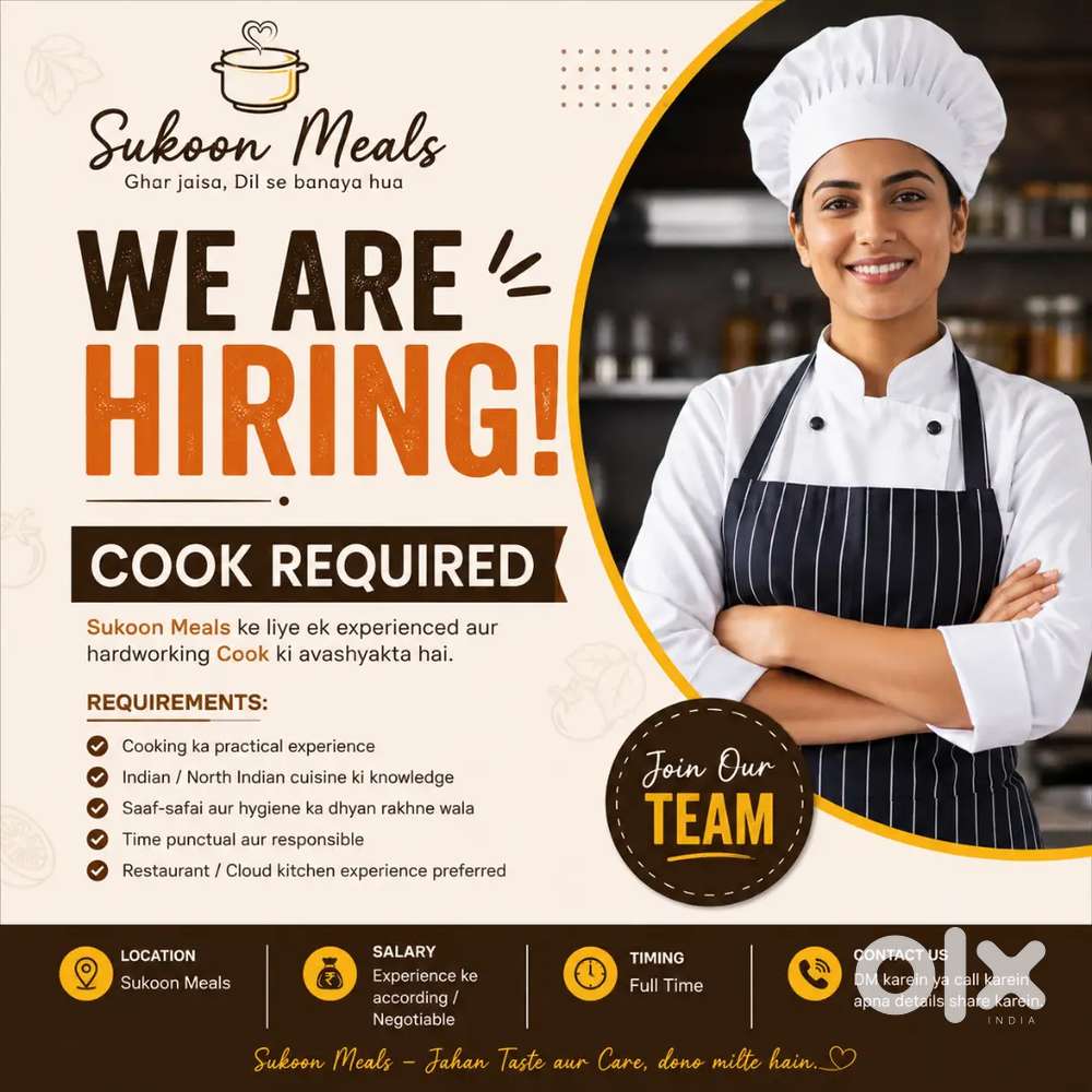 ‍ Cook Required – Sukoon Meals