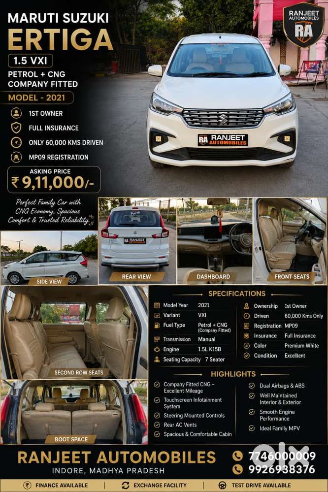 Maruti Suzuki Ertiga 1.5 Vxi, 2021, Cng & Hybrids