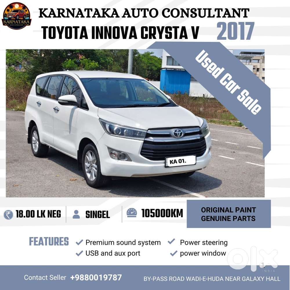 Toyota Innova Crysta 2.4 Vx Mt, 2017, Diesel