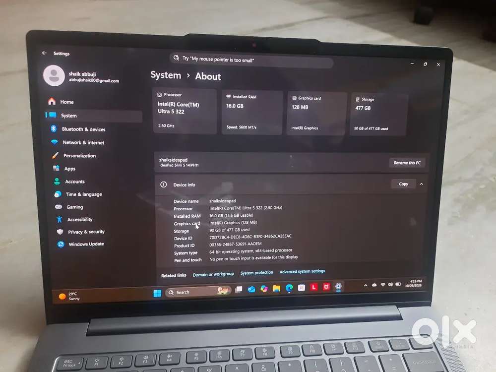 Lenovo ideapad slim 5 Intel Core ultra 5 seris 3