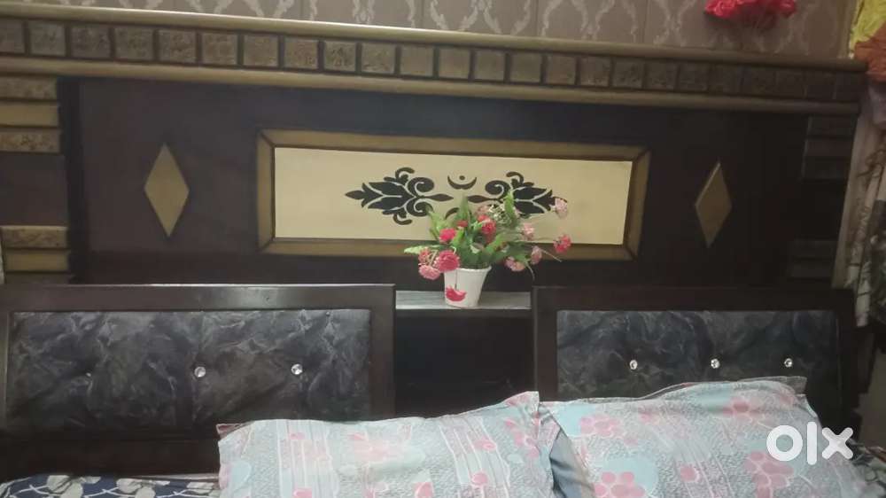 King size double bed wooden box bed with storage good condition