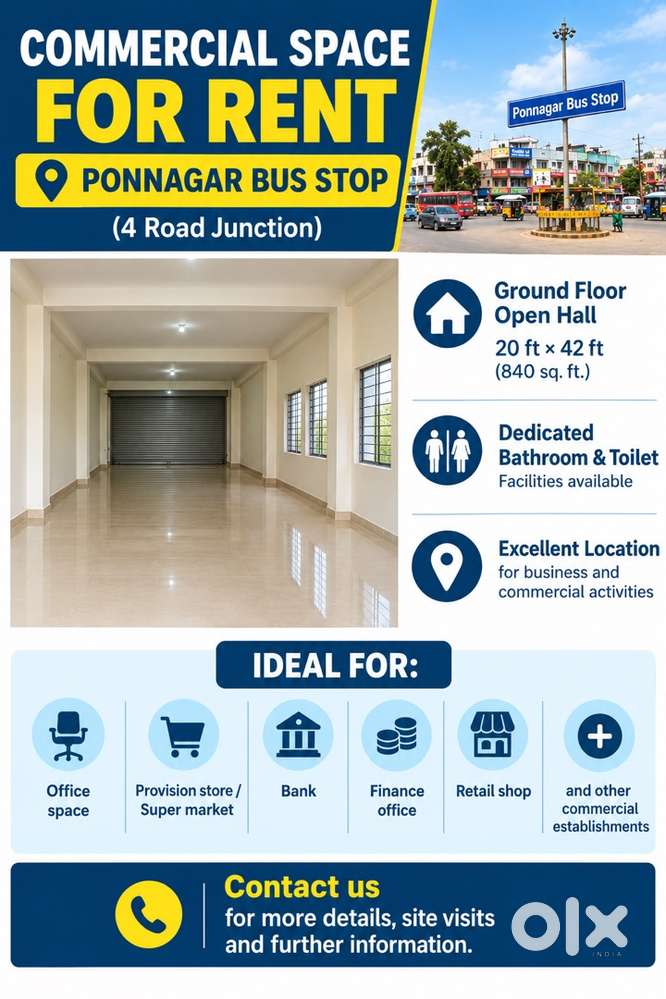 Commericial Space for rent in Ponnagar (Rayanoor Main Road)