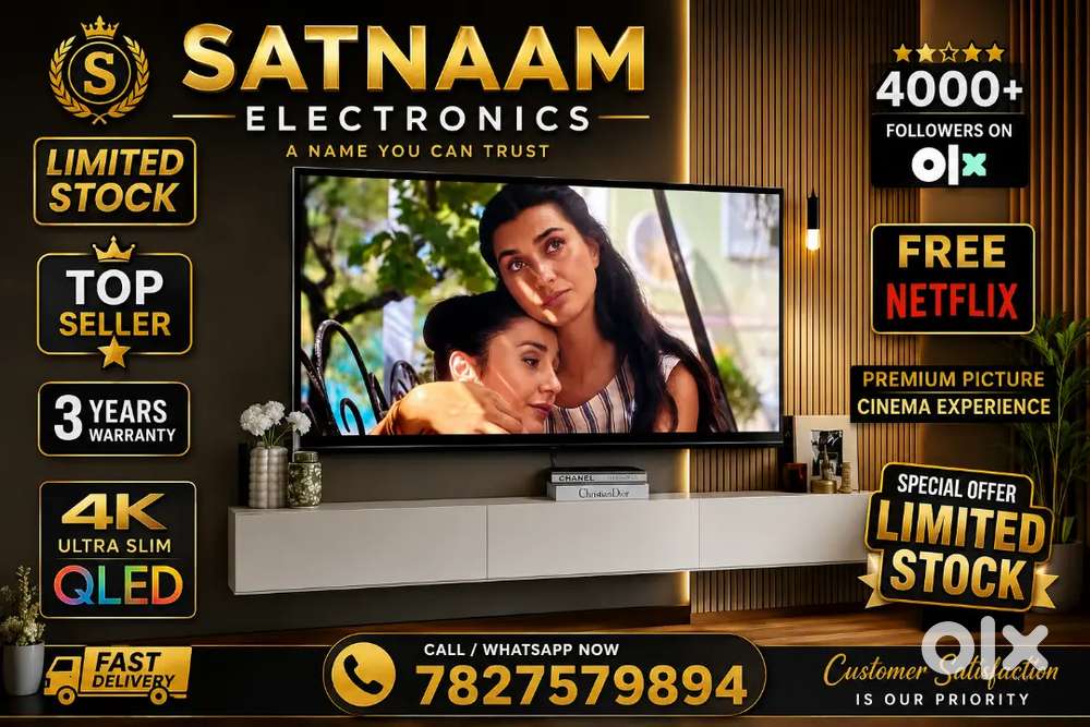 55 SLIM FRAMELESS Q-LED 3 YEARS WARRANTY 4K ULTRA HD NEW BRAND LED TV
