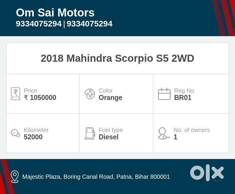 Mahindra Scorpio S5, 2018, Diesel