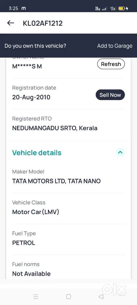 Tata Nano Xm 2010 Car