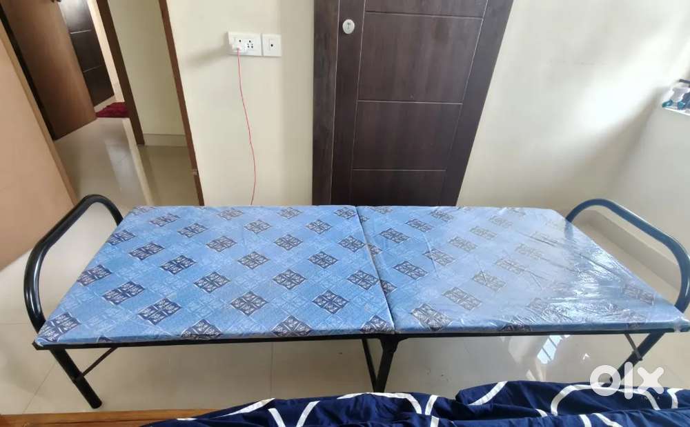 Foldable Cots (2Nos) with Mattresses for Sale Ideal for Hostel/PG