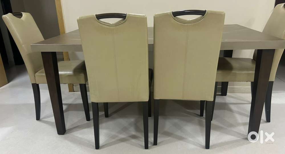 6 seater Dining set with granite top table and 6 seater leather seat