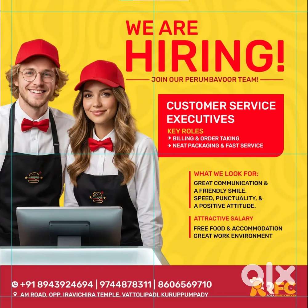Urgent Hiring: Counter Billing & Service Staff Wanted for RFC Restaura