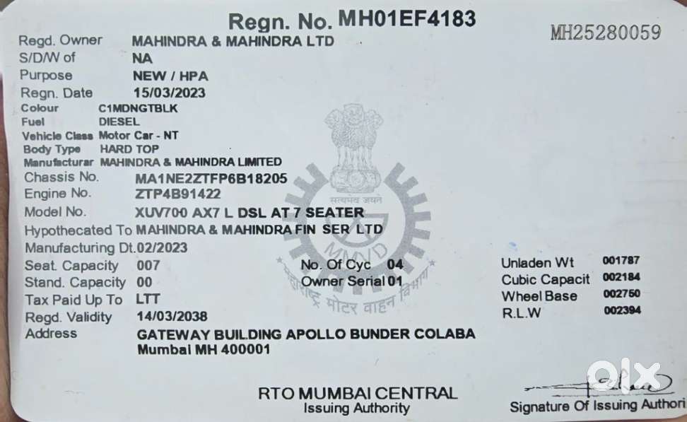 Mahindra Xuv700 2.2 Ax 7 Diesel At Luxury Pack Str, 2023, Diesel