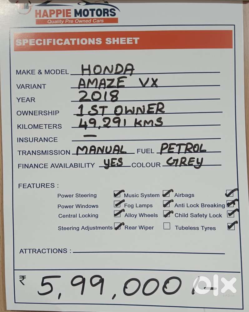 Honda Amaze Vx 1.2 Petrol Mt, 2018, Petrol
