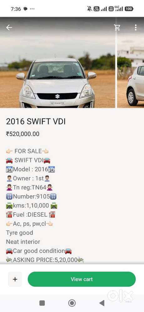 Maruti Suzuki Swift Vdi Bs Iv, 2016, Diesel