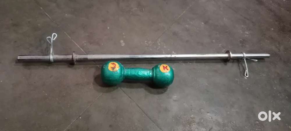 3kg green dumbbells and Steel rod