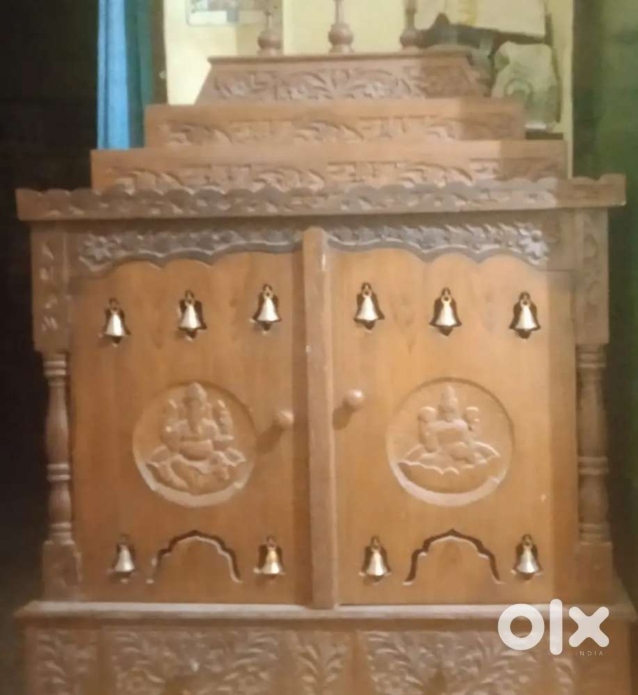 Wooden Pooja mandir along with Pooja stool