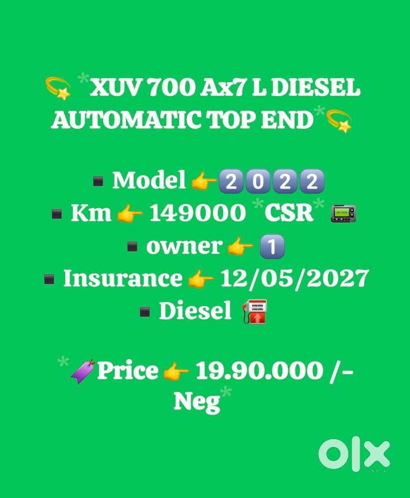 Mahindra Xuv700 2.2 Ax 7 Diesel At Luxury Pack Str, 2022, Diesel