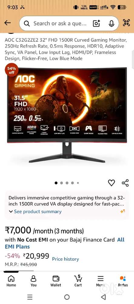 Gigabyte rtx3050 graphic card , aoc 32 inch monitor 2k, 11 month old